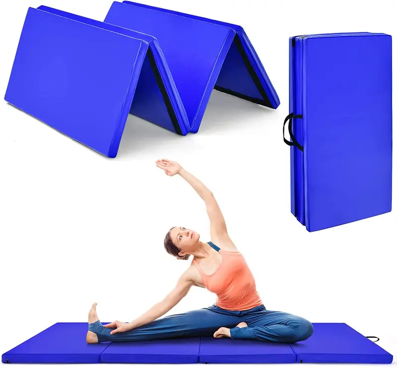8' x 4' Four-Fold Gymnastics Mat – 2-Inch Thick Tumbling Pad with Carry Handles