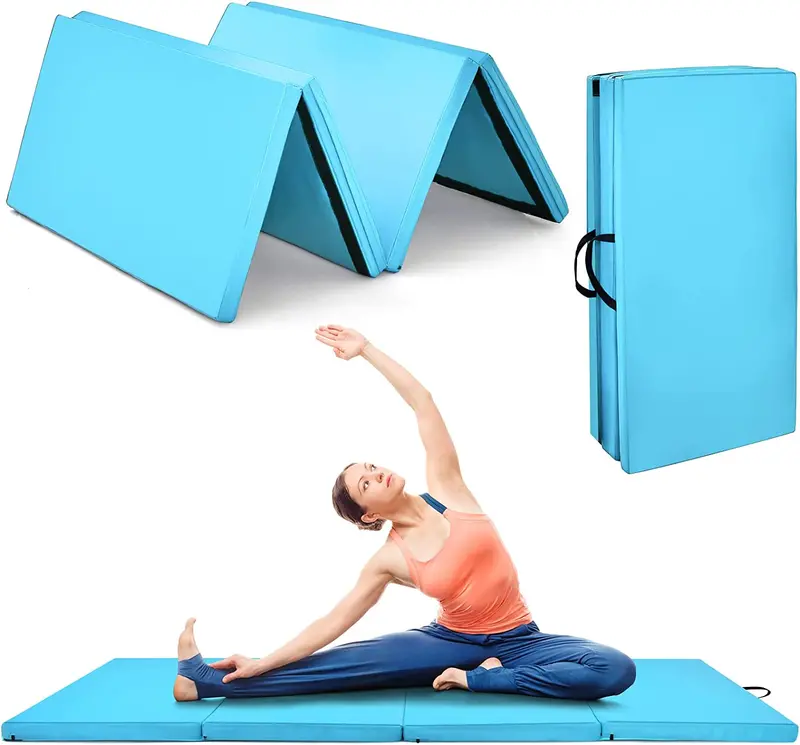 8' x 4' Four-Fold Gymnastics Mat – 2-Inch Thick Tumbling Pad with Carry Handles