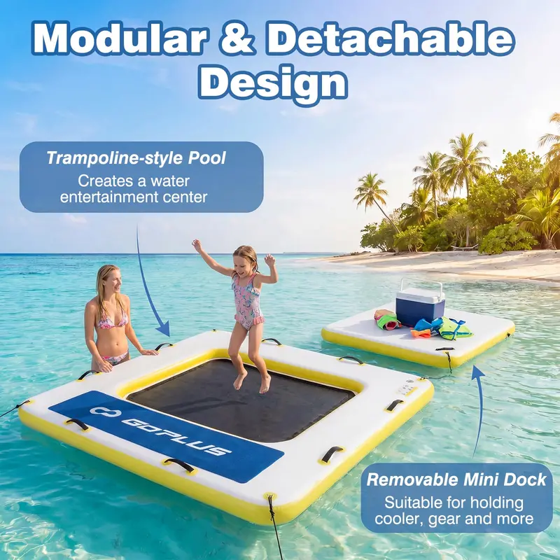 8' x 8' Inflatable Swim Platform – Floating Dock with 6-Inch Cushioned Thickness