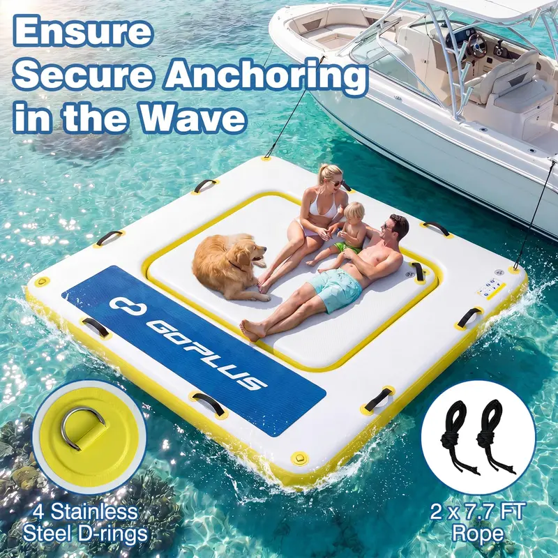 8' x 8' Inflatable Swim Platform – Floating Dock with 6-Inch Cushioned Thickness