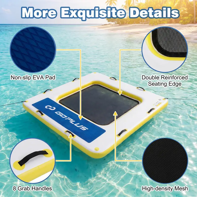 8' x 8' Inflatable Swim Platform – Floating Dock with 6-Inch Cushioned Thickness