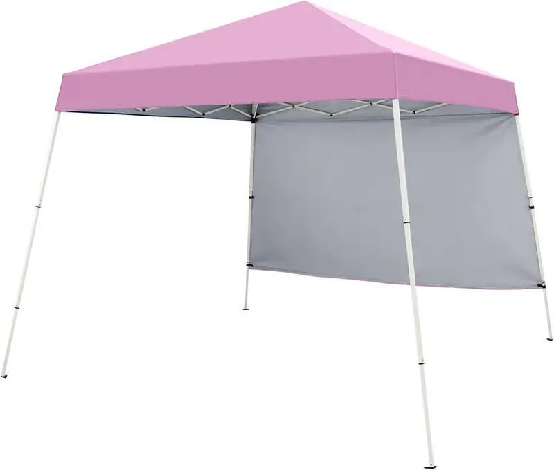8' x 8' Pop-Up Canopy Tent with One Zippered Sidewall for Outdoor Use