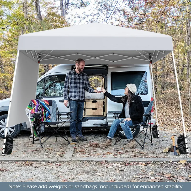 8' x 8' Pop-Up Canopy Tent with One Zippered Sidewall for Outdoor Use