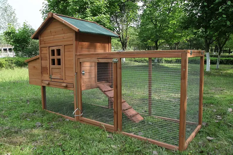 80-Inch Wooden Chicken Coop – Fully Assembled Poultry Nesting Box with Run Enclosure