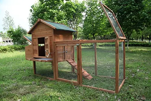 80-Inch Wooden Chicken Coop – Fully Assembled Poultry Nesting Box with Run Enclosure