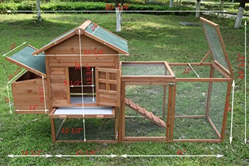 80-Inch Wooden Chicken Coop – Fully Assembled Poultry Nesting Box with Run Enclosure
