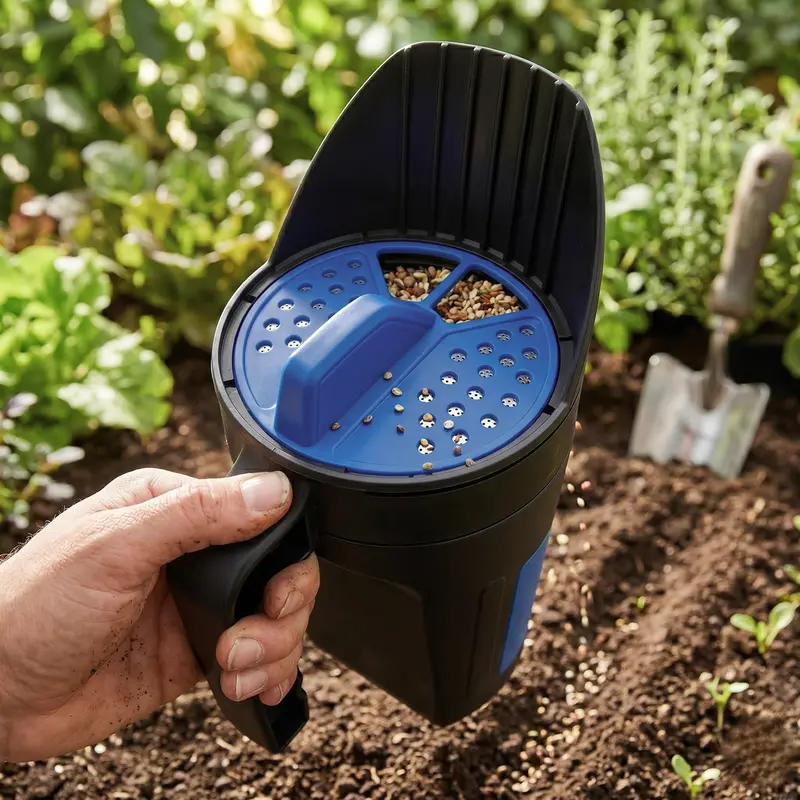 80-Ounce Manual Seed and Salt Spreader with Precision Adjustable Dispensing Openings