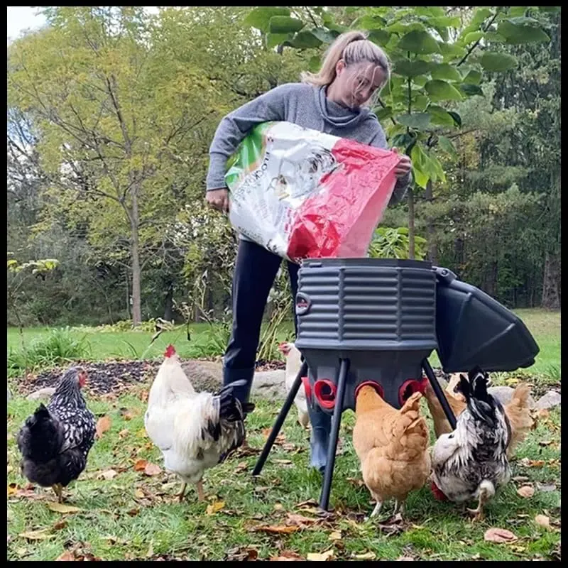 80-Pound UV-Resistant Poultry Feeder — Adjustable Height, 8-Port Design, Made in the USA