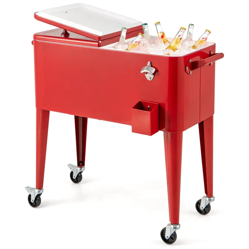 80-Quart Insulated Portable Beverage Cooler for Patio, Deck & Poolside Use