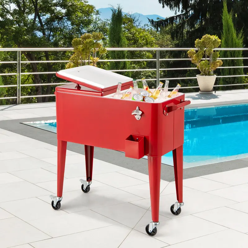 80-Quart Insulated Portable Beverage Cooler for Patio, Deck & Poolside Use
