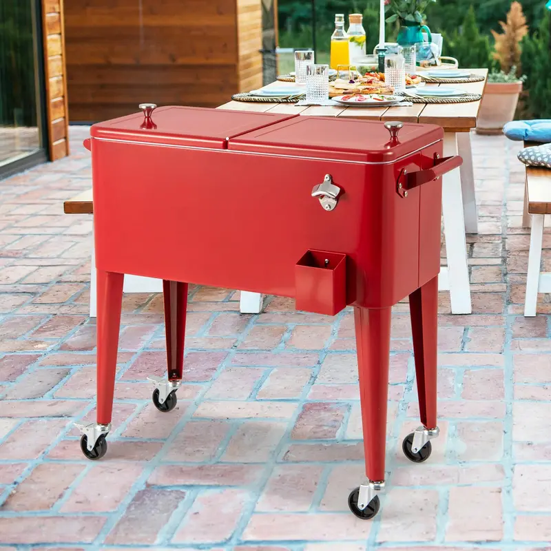 80-Quart Insulated Portable Beverage Cooler for Patio, Deck & Poolside Use
