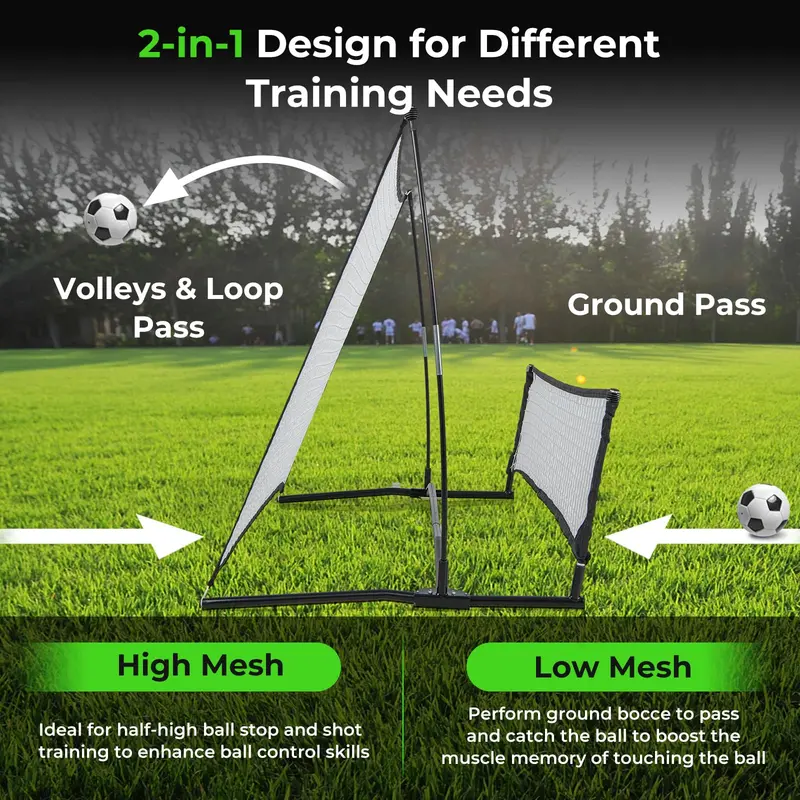 80" x 40" Dual-Function Soccer Rebounder Net with Portable Carry Bag for Skill Development