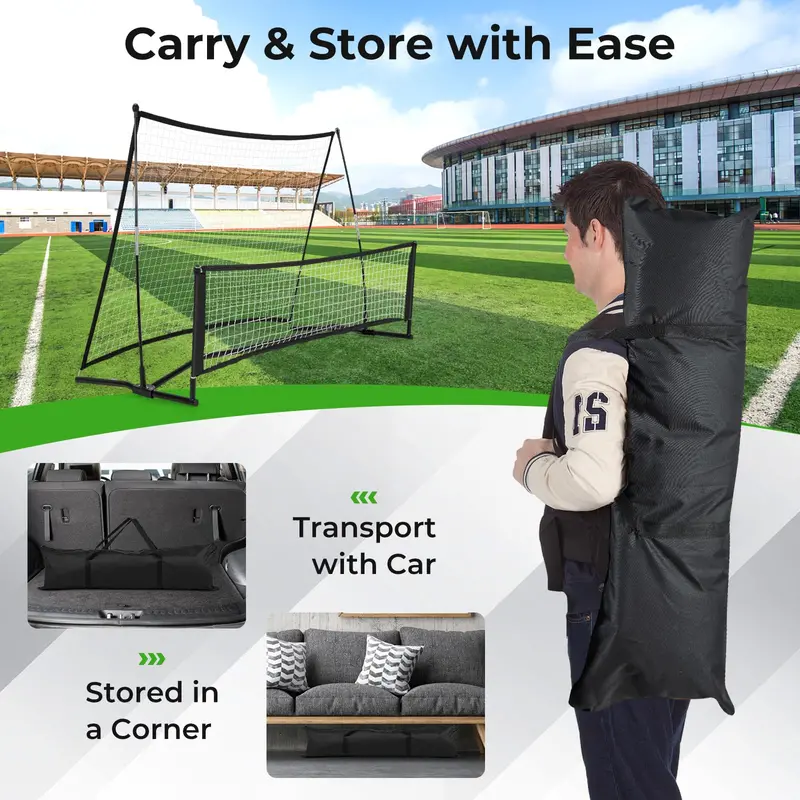 80" x 40" Dual-Function Soccer Rebounder Net with Portable Carry Bag for Skill Development