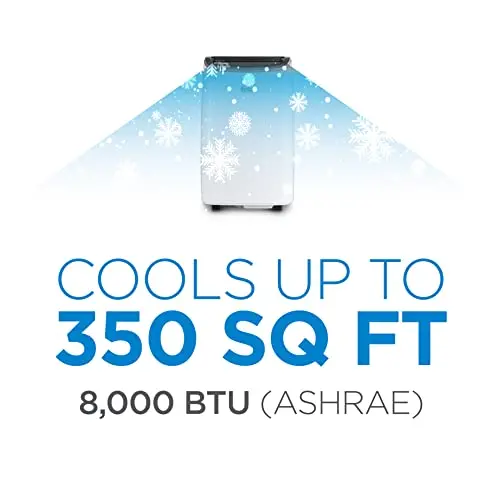 8000 BTU Portable Air Conditioner – Cools Up to 350 Sq Ft with Remote Control & Exhaust Hose