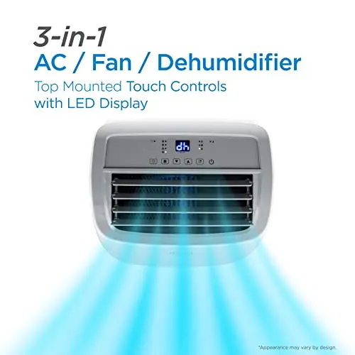 8000 BTU Portable Air Conditioner – Cools Up to 350 Sq Ft with Remote Control & Exhaust Hose