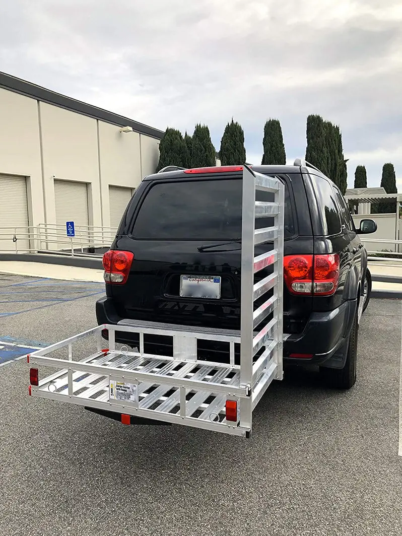 80779 Hitch-Mount Cargo Carrier – Aluminum Platform with 47-Inch Loading Ramp