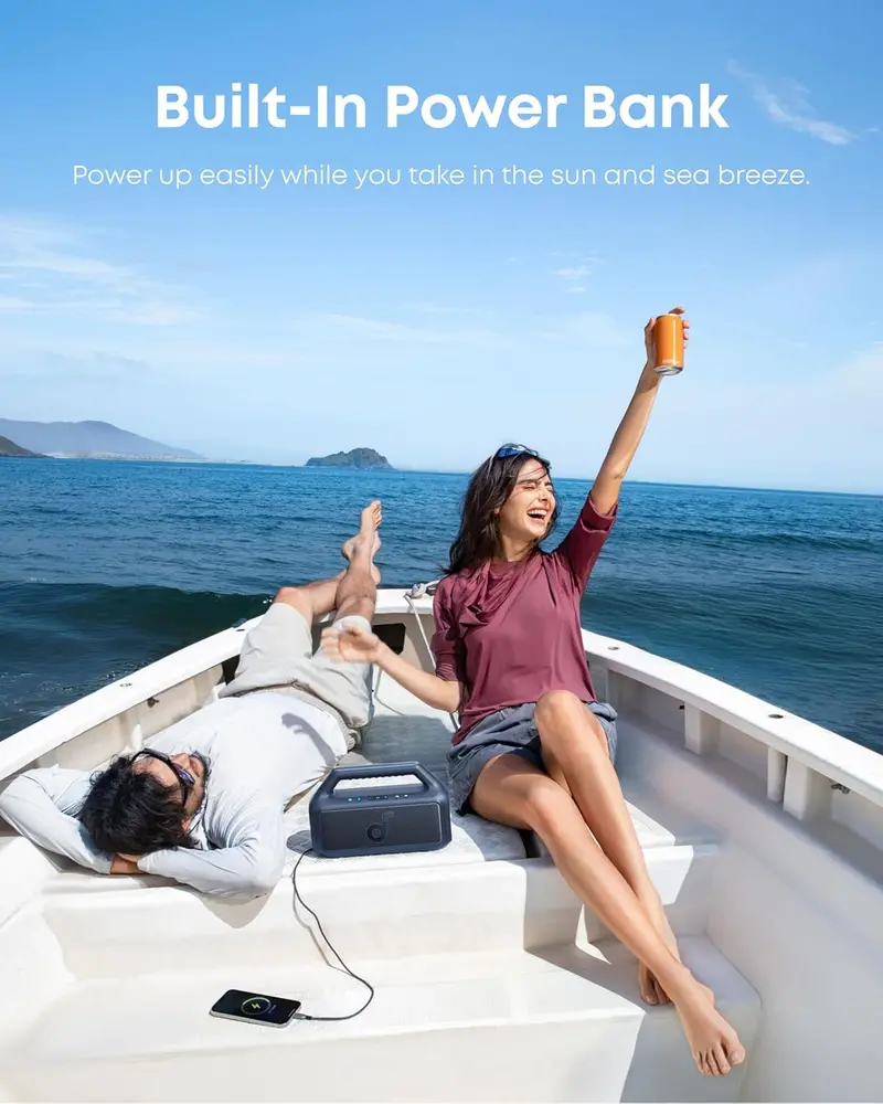 80W Waterproof Bluetooth Speaker – IPX7-Rated Portable Outdoor Speaker with BassUp 2.0, 24-Hour Playtime, RGB Lights & Custom EQ
