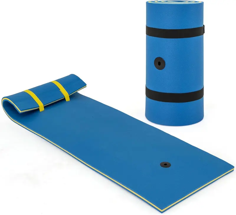 83" x 26" Floating Water Mat – Inflatable Pool Pad with Integrated Rolling Pillow Support