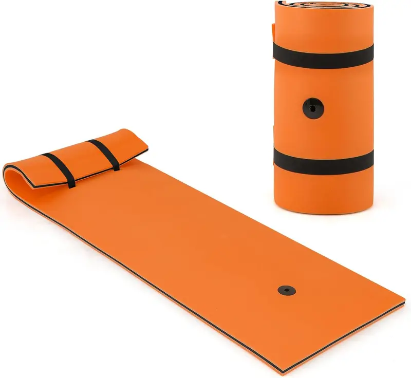 83" x 26" Floating Water Mat – Inflatable Pool Pad with Integrated Rolling Pillow Support