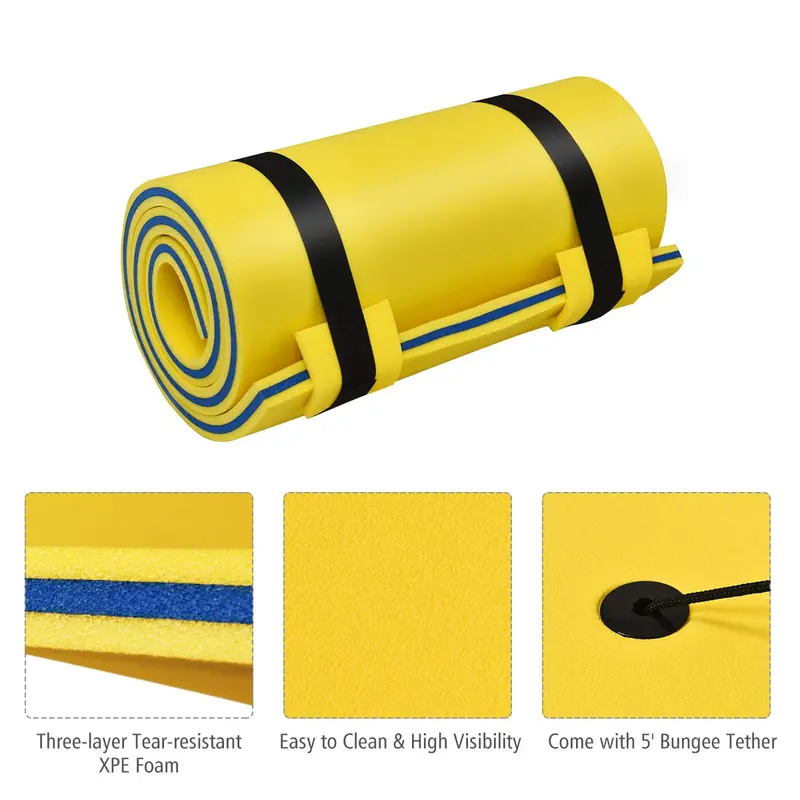 83" x 26" Floating Water Mat – Inflatable Pool Pad with Integrated Rolling Pillow Support