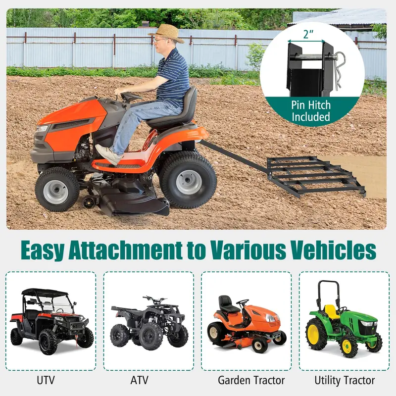 84-Inch Driveway Drag Rake – Heavy-Duty Landscape Leveler with Reinforced Steel Bars 2