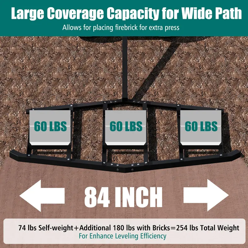 84-Inch Driveway Drag Rake – Heavy-Duty Landscape Leveler with Reinforced Steel Bars
