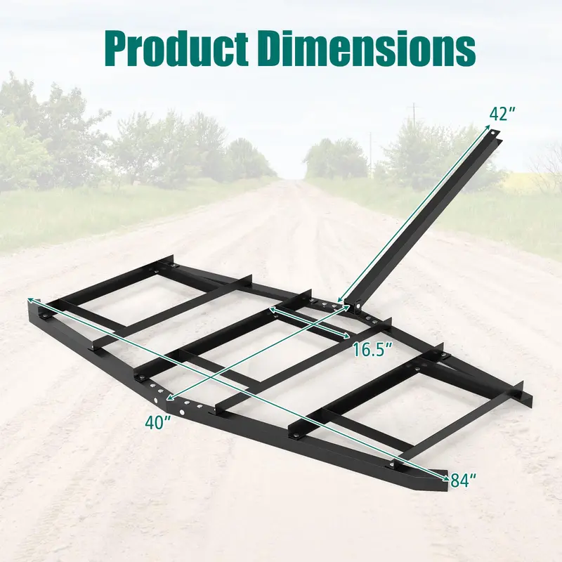 84-Inch Driveway Drag Rake – Heavy-Duty Landscape Leveler with Reinforced Steel Bars