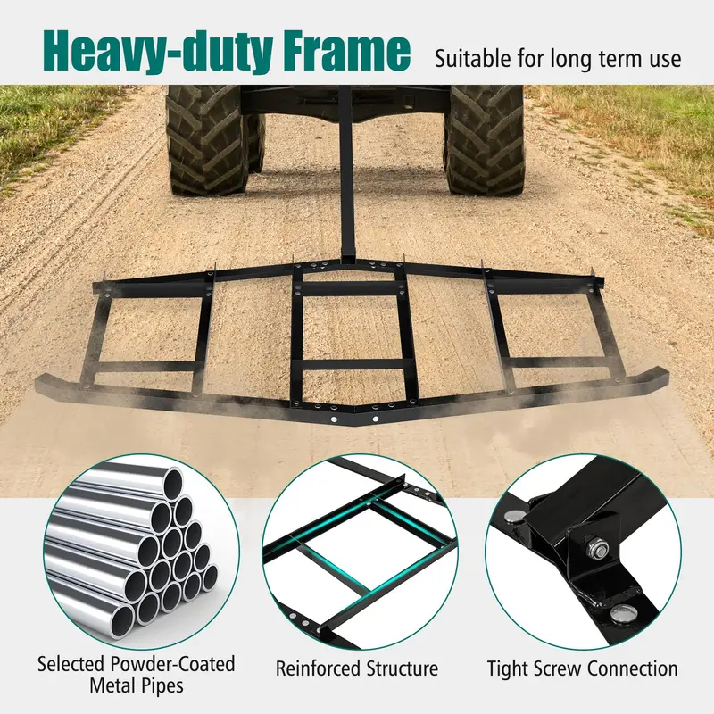 84-Inch Driveway Drag Rake – Heavy-Duty Landscape Leveler with Reinforced Steel Bars