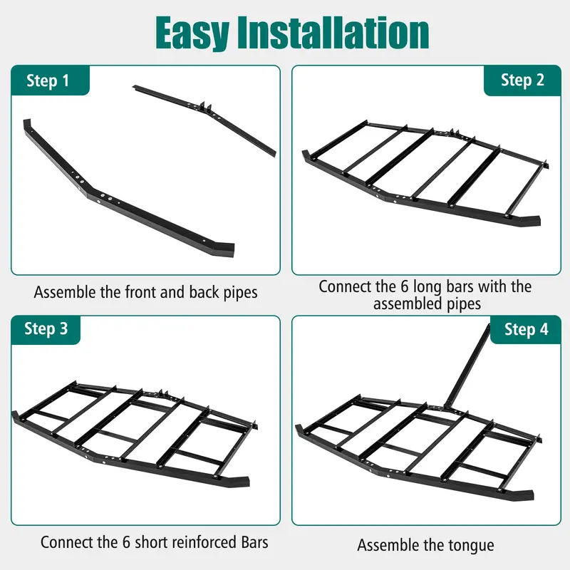 84-Inch Driveway Drag Rake – Heavy-Duty Landscape Leveler with Reinforced Steel Bars