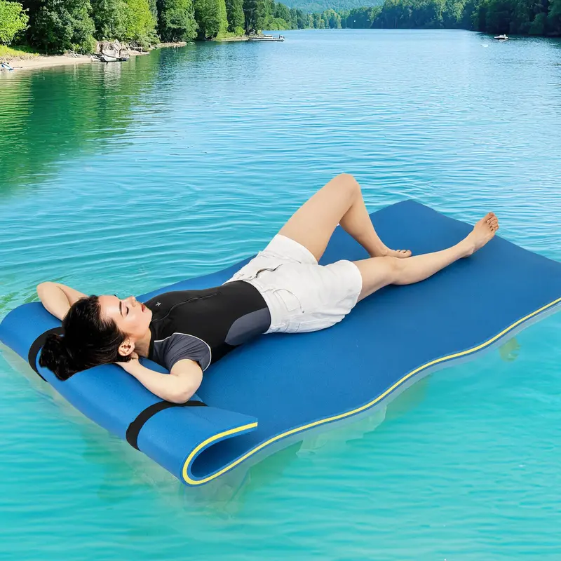 87-by-36-Inch Floating Water Mat with Rolling Pillow Design – Lily Pad Style 2