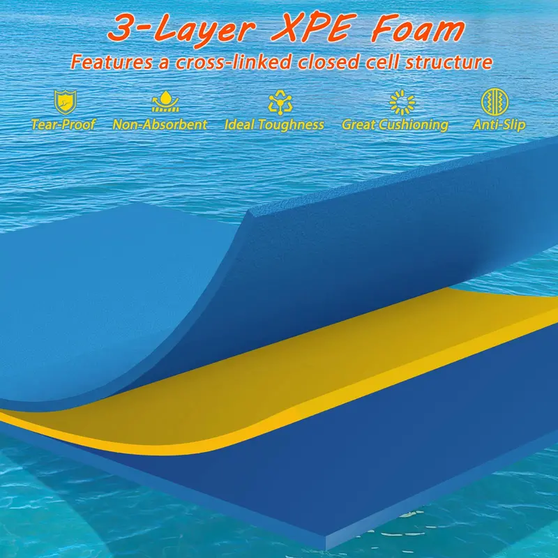 87-by-36-Inch Floating Water Mat with Rolling Pillow Design – Lily Pad Style