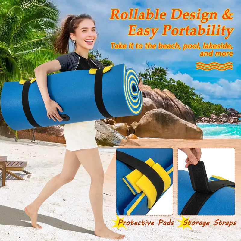 87-by-36-Inch Floating Water Mat with Rolling Pillow Design – Lily Pad Style
