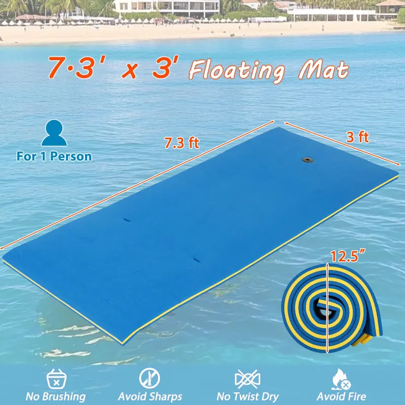 87-by-36-Inch Floating Water Mat with Rolling Pillow Design – Lily Pad Style