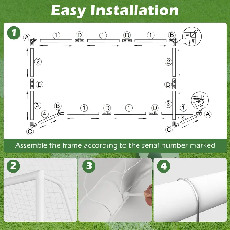 8ft x 6ft Durable Soccer Goal with Reinforced UPVC Frame and Heavy-Duty Netting