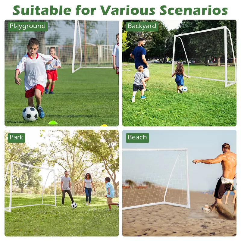 8ft x 6ft Durable Soccer Goal with Reinforced UPVC Frame and Heavy-Duty Netting