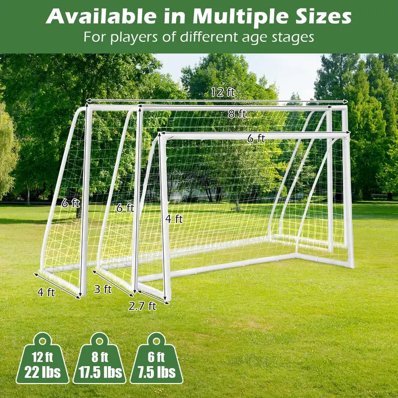 8ft x 6ft Durable Soccer Goal with Reinforced UPVC Frame and Heavy-Duty Netting