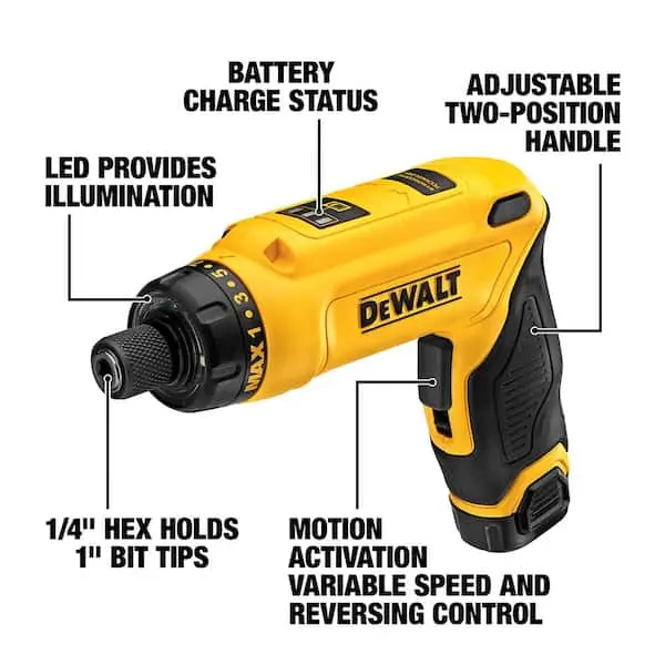 8V MAX Cordless Gyroscopic Screwdriver – Ergonomic Handle, Dual 1.0Ah Batteries, Charger & Carry Bag