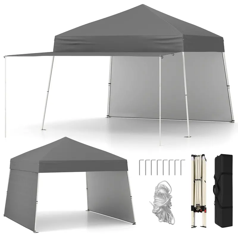 9.2' x 14' Pop-Up Canopy Tent – UPF50+ Outdoor Shelter with Two Sidewalls & Adjustable Slant Legs