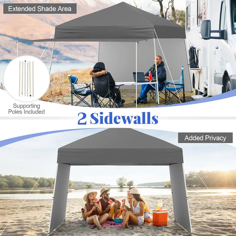 9.2' x 14' Pop-Up Canopy Tent – UPF50+ Outdoor Shelter with Two Sidewalls & Adjustable Slant Legs 2