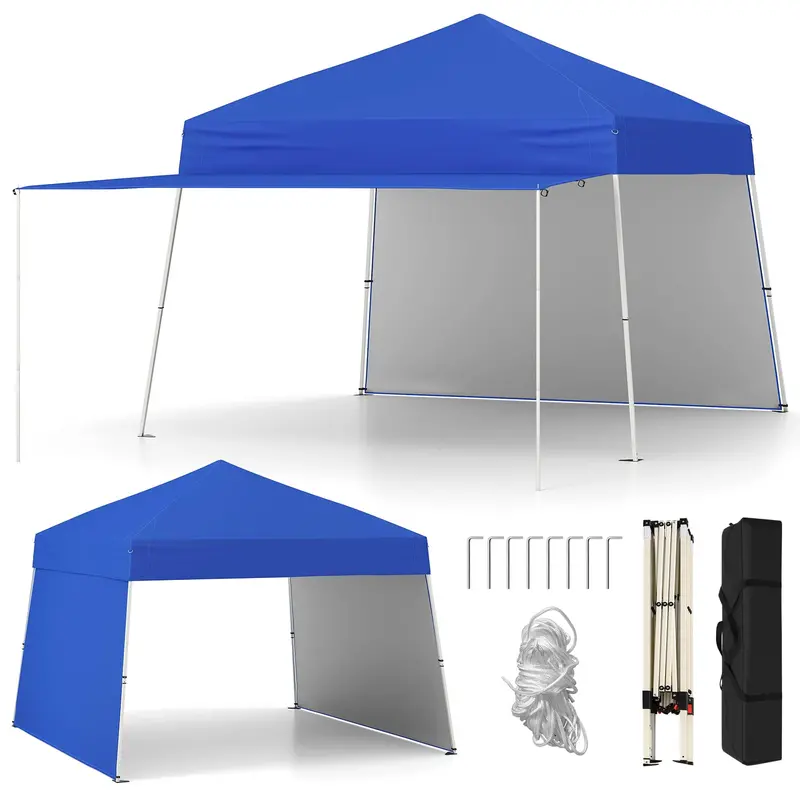 9.2' x 14' Pop-Up Canopy Tent – UPF50+ Outdoor Shelter with Two Sidewalls & Adjustable Slant Legs