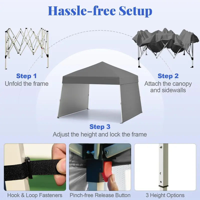 9.2' x 14' Pop-Up Canopy Tent – UPF50+ Outdoor Shelter with Two Sidewalls & Adjustable Slant Legs