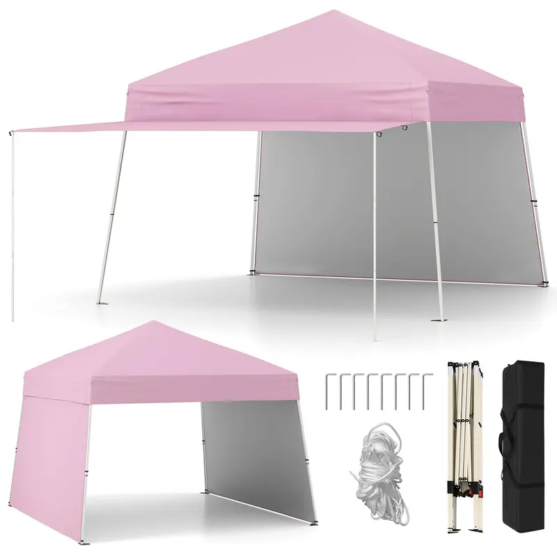 9.2' x 14' Pop-Up Canopy Tent – UPF50+ Outdoor Shelter with Two Sidewalls & Adjustable Slant Legs