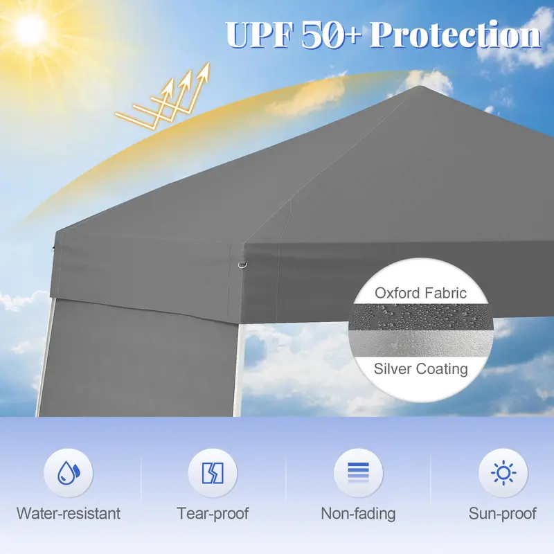 9.2' x 14' Pop-Up Canopy Tent – UPF50+ Outdoor Shelter with Two Sidewalls & Adjustable Slant Legs