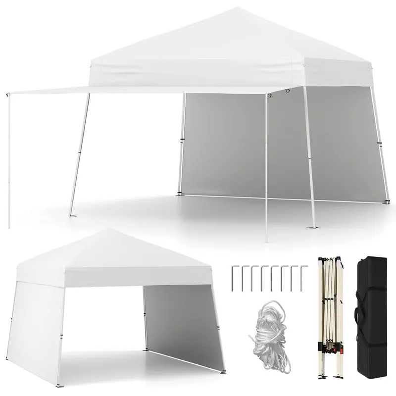 9.2' x 14' Pop-Up Canopy Tent – UPF50+ Outdoor Shelter with Two Sidewalls & Adjustable Slant Legs