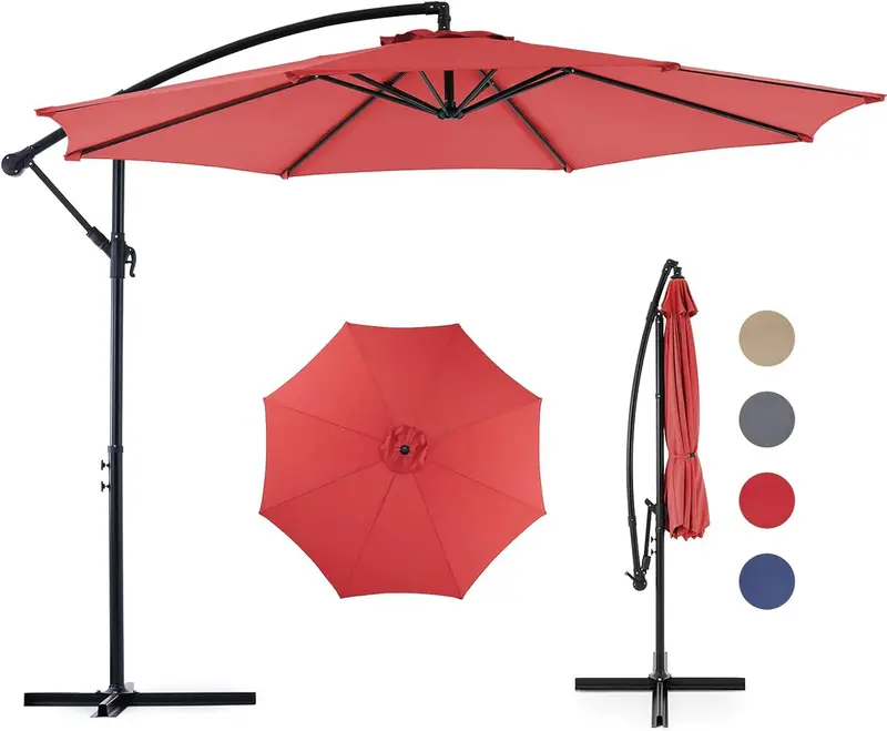 9.8-Foot Cantilever Patio Umbrella – Adjustable Hanging Sun Shade with 8-Rib UV-Resistant Frame for Backyards, Gardens & Pools (Blue)