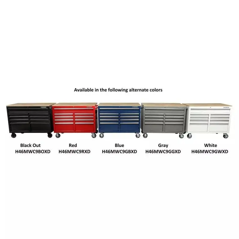9-Drawer Gloss Black Mobile Tool Chest – 46" W x 24" D Deep Workbench