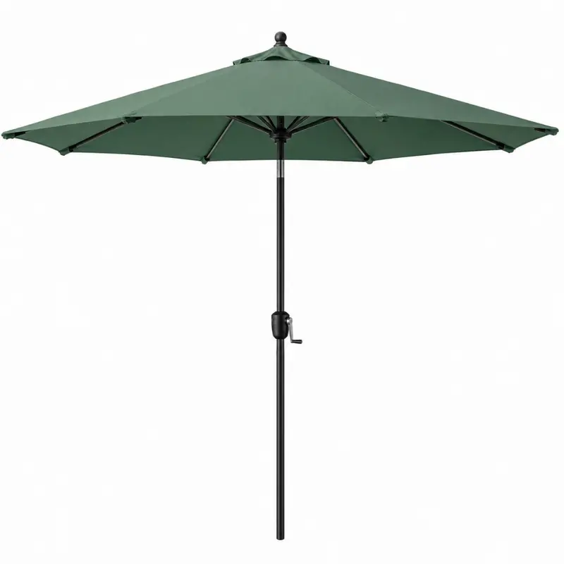 9-Foot Crank-Operated Patio Table Umbrella with Tilt Function and UV-Resistant Canopy