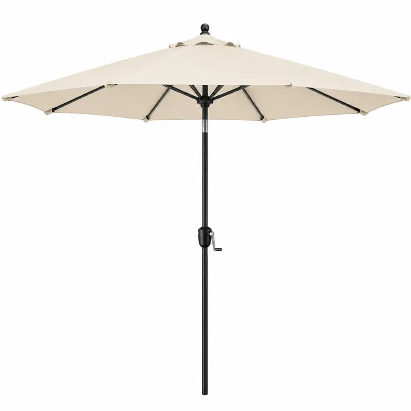 9-Foot Crank-Operated Patio Table Umbrella with Tilt Function and UV-Resistant Canopy 2