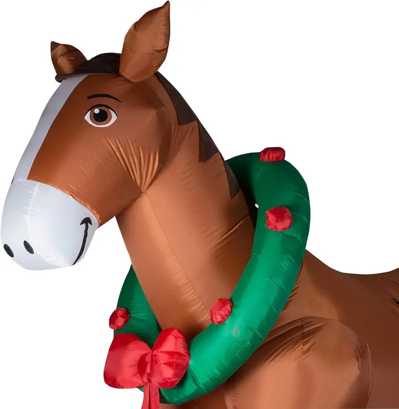9-Foot Inflatable Clydesdale Horse Yard Decoration – Holiday Light-Up Outdoor Display with Accessories