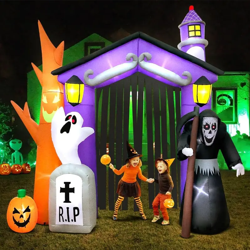 9-Foot Inflatable Haunted House – Fully Decorated Outdoor Halloween Display
